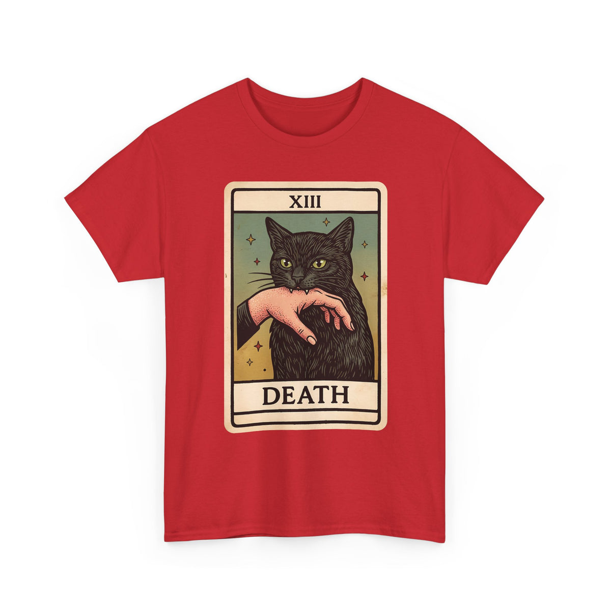 "Death" Tarot Card Black Cat Biting Hand Funny T-Shirt