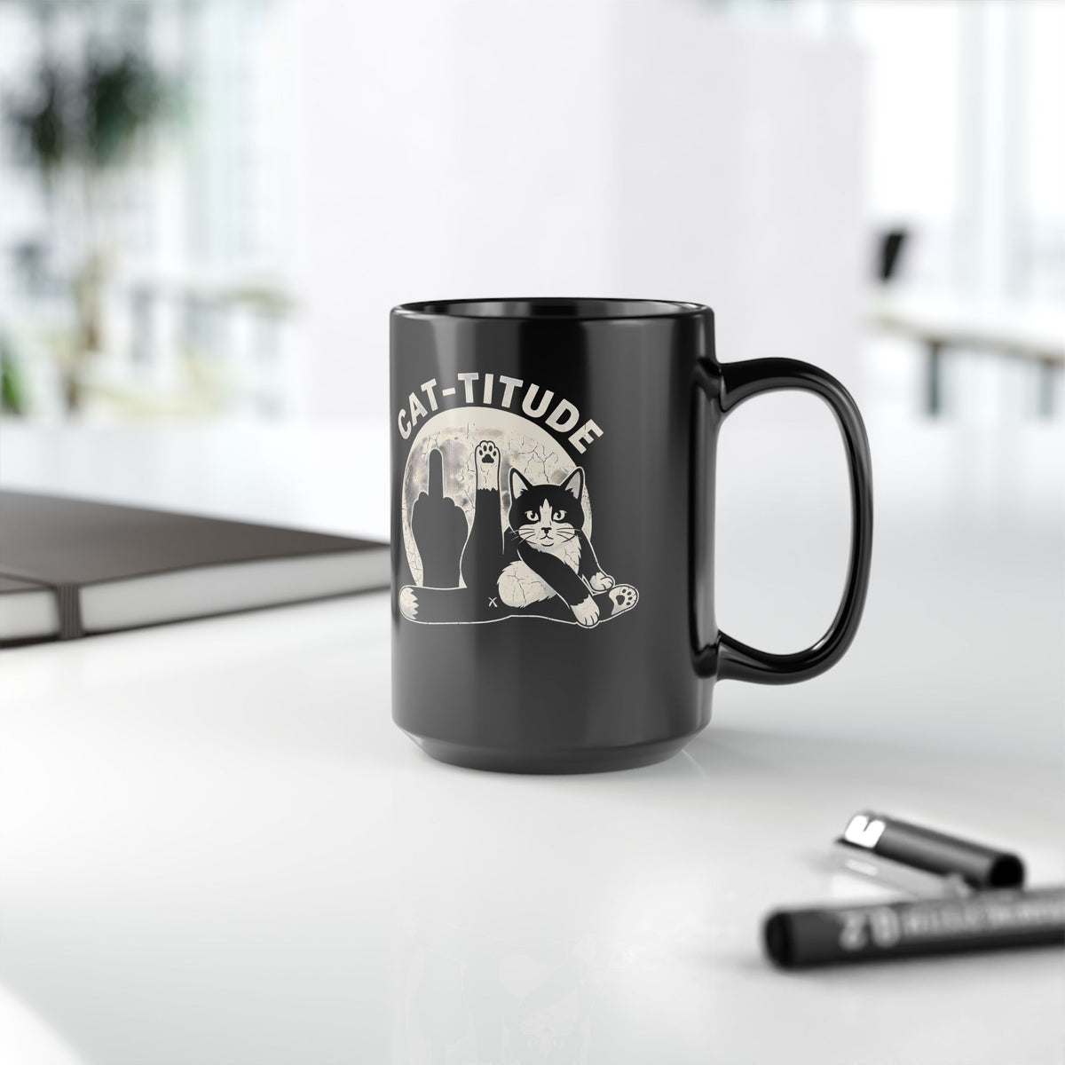 Cattitude Black Mug — Funny Cat Attitude Mug