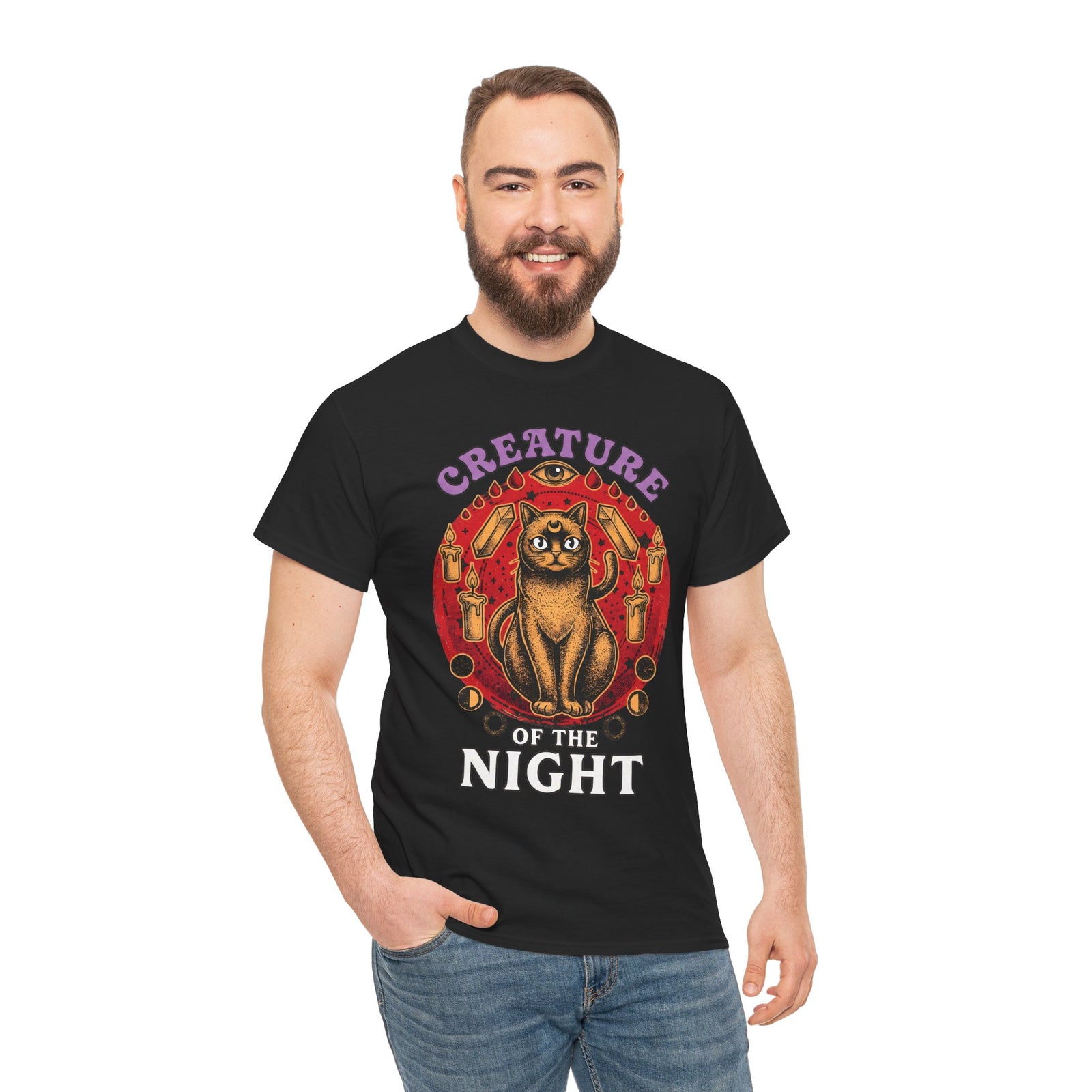 Creature Of The Night Cat T-Shirt — Mystical Occult Black Cat Graphic Tee