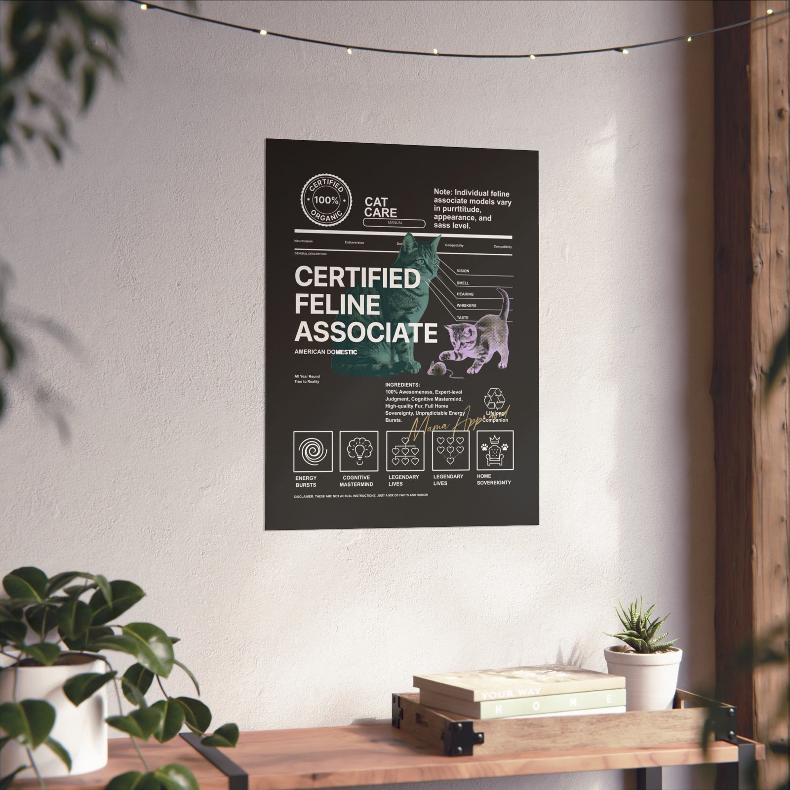 Certified Feline Associate Poster — Funny Cat Lover Poster