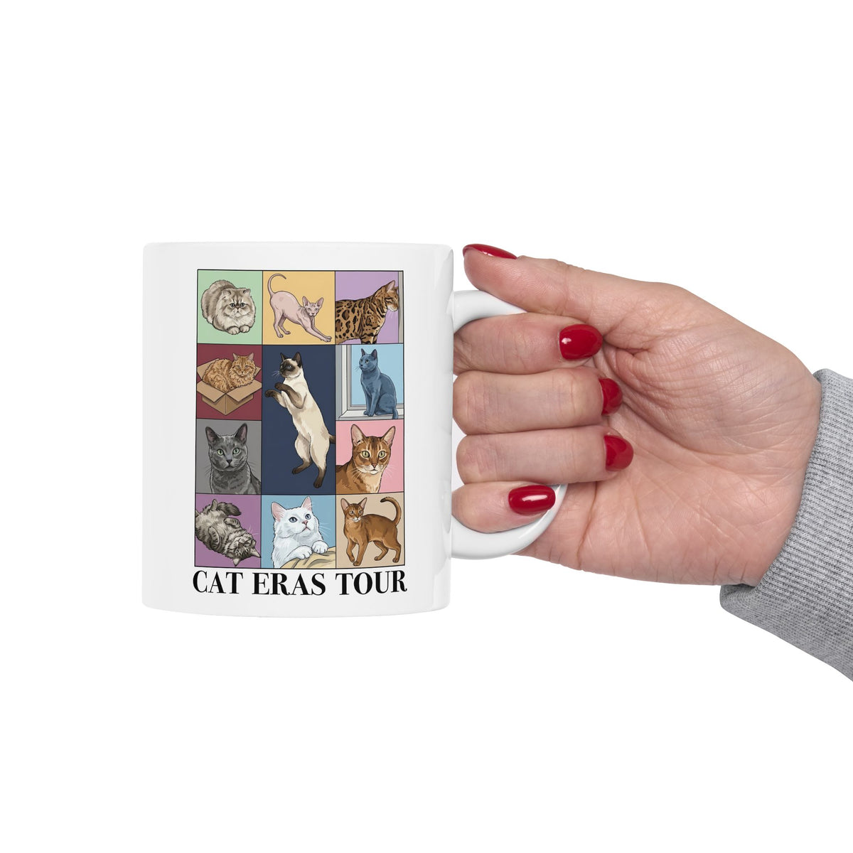 Cat Eras Tour Ceramic Mug — Retro Band Mug for Cat Lovers