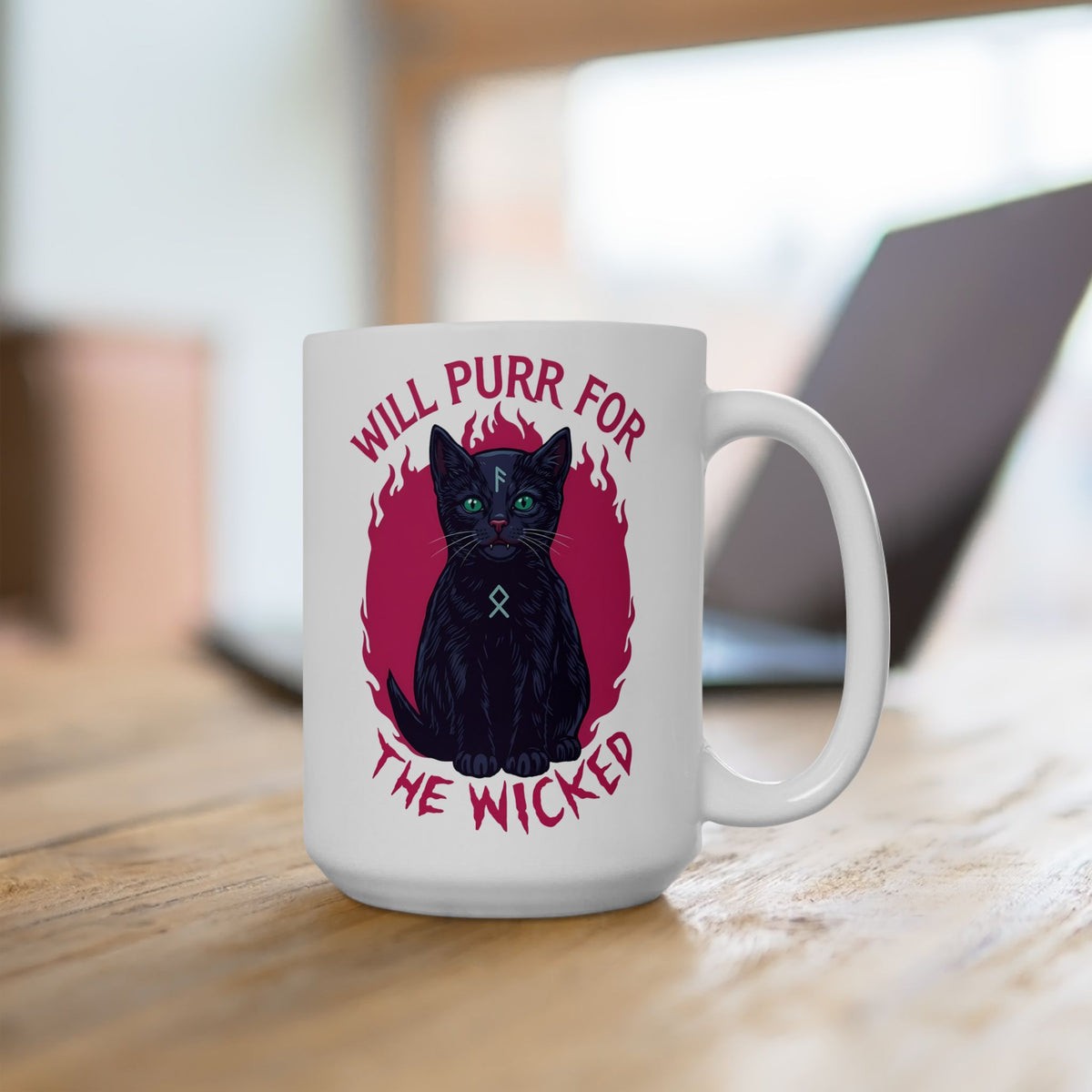 Will Purr For the Wicked Black Cat Ceramic Mug