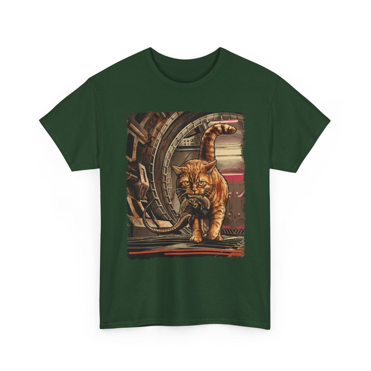 Alien Pest Control Cat T-Shirt — Retro Sci-Fi Space Apparel