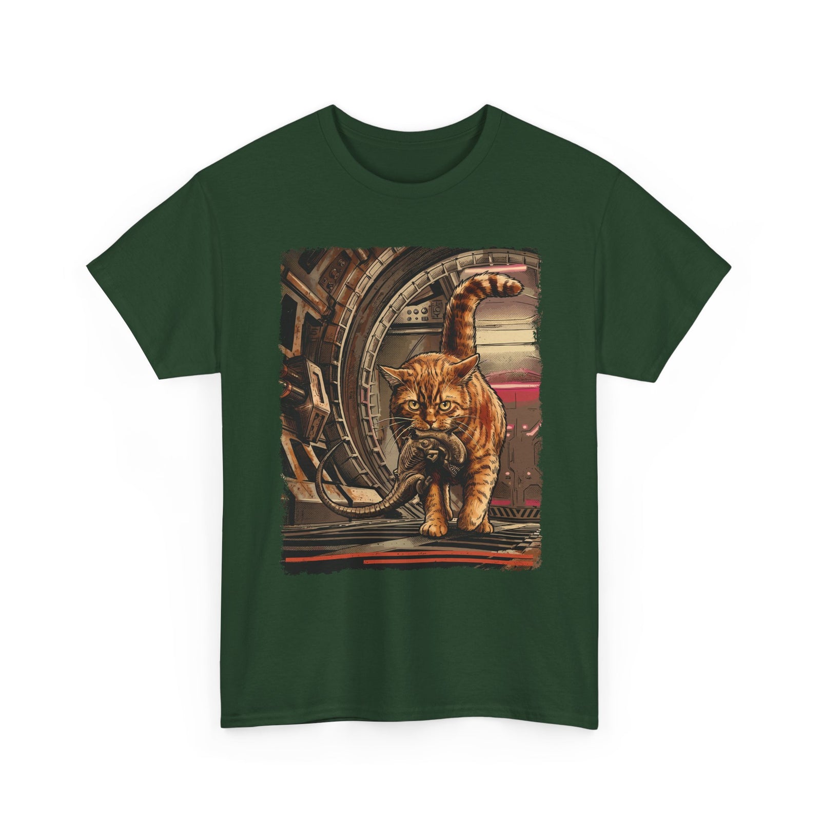Alien Pest Control Cat T-Shirt — Retro Sci-Fi Space Apparel