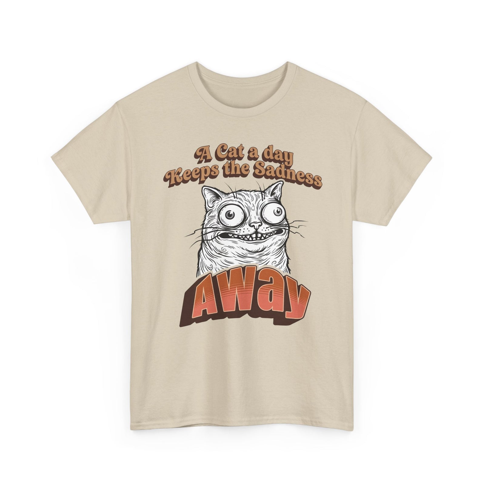 Cat A Day Keeps The Sadness Away T-Shirt — Cute Mental Health Cat Tee