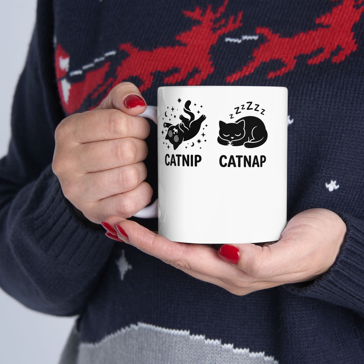 Catnip Catnap Cat Ceramic Mug — Cute Cat Nap Graphic Mug
