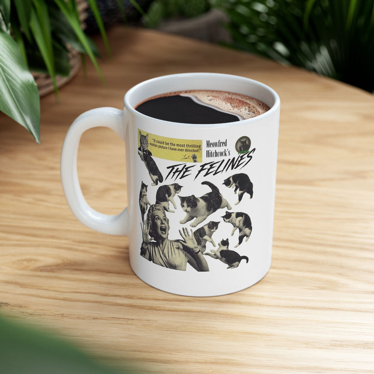 Retro Felines Ceramic Mug — Vintage Cat Graphic Mug