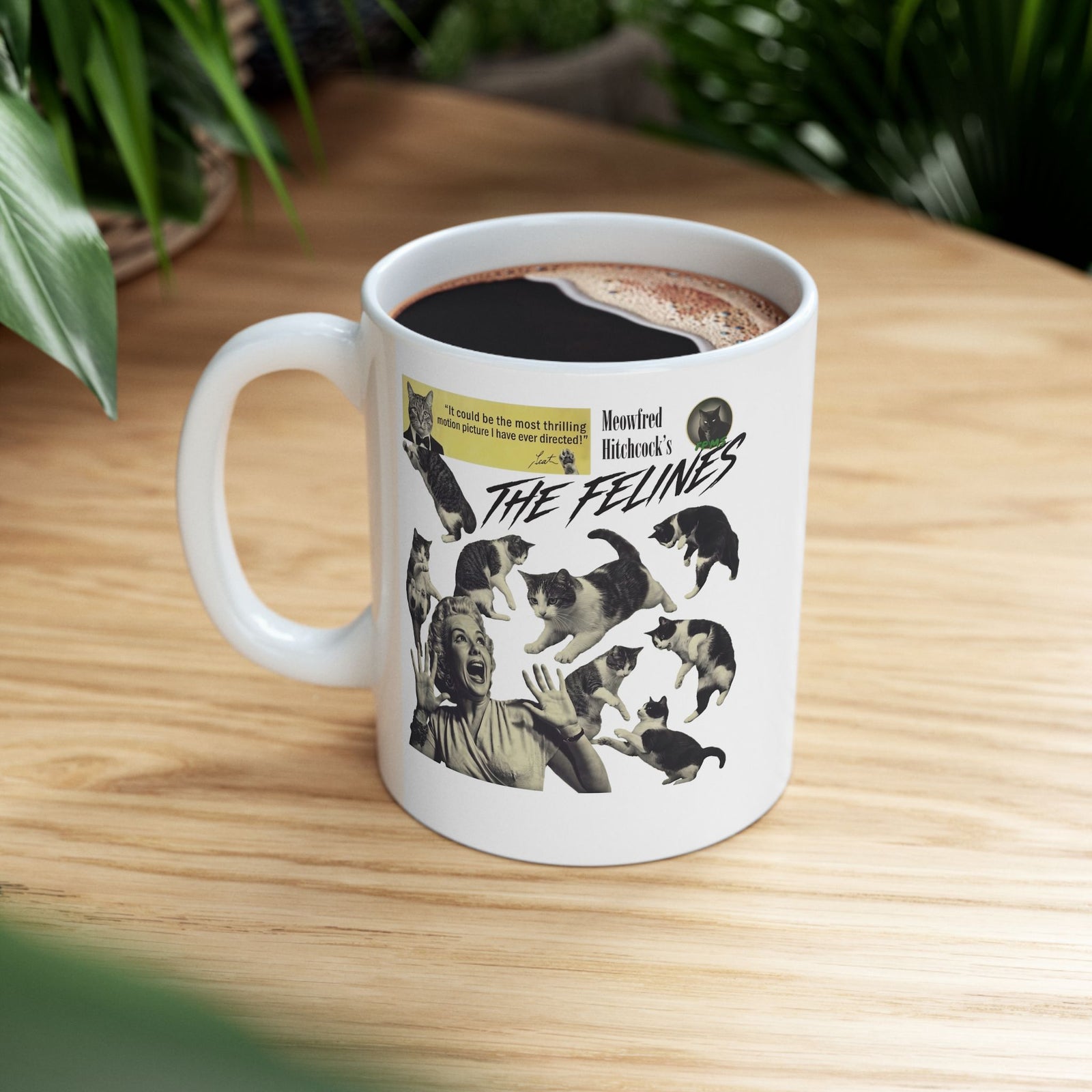 Retro Felines Ceramic Mug — Vintage Cat Graphic Mug