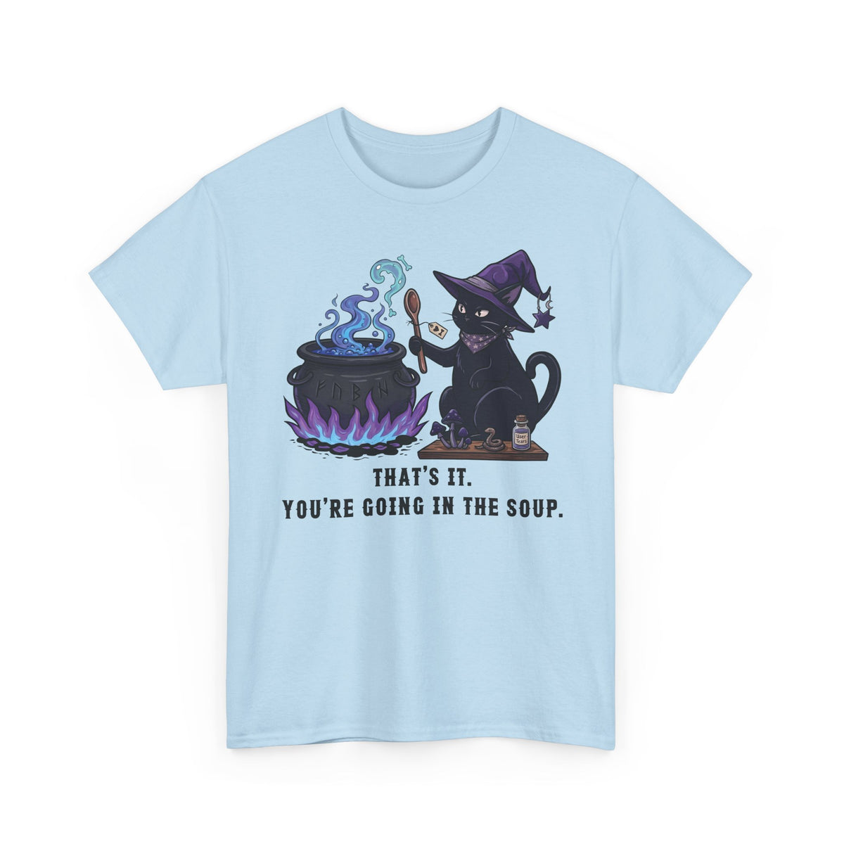 Black Cat “Purrfect Potion” Tee — Witchy Cat Graphic T-Shirt