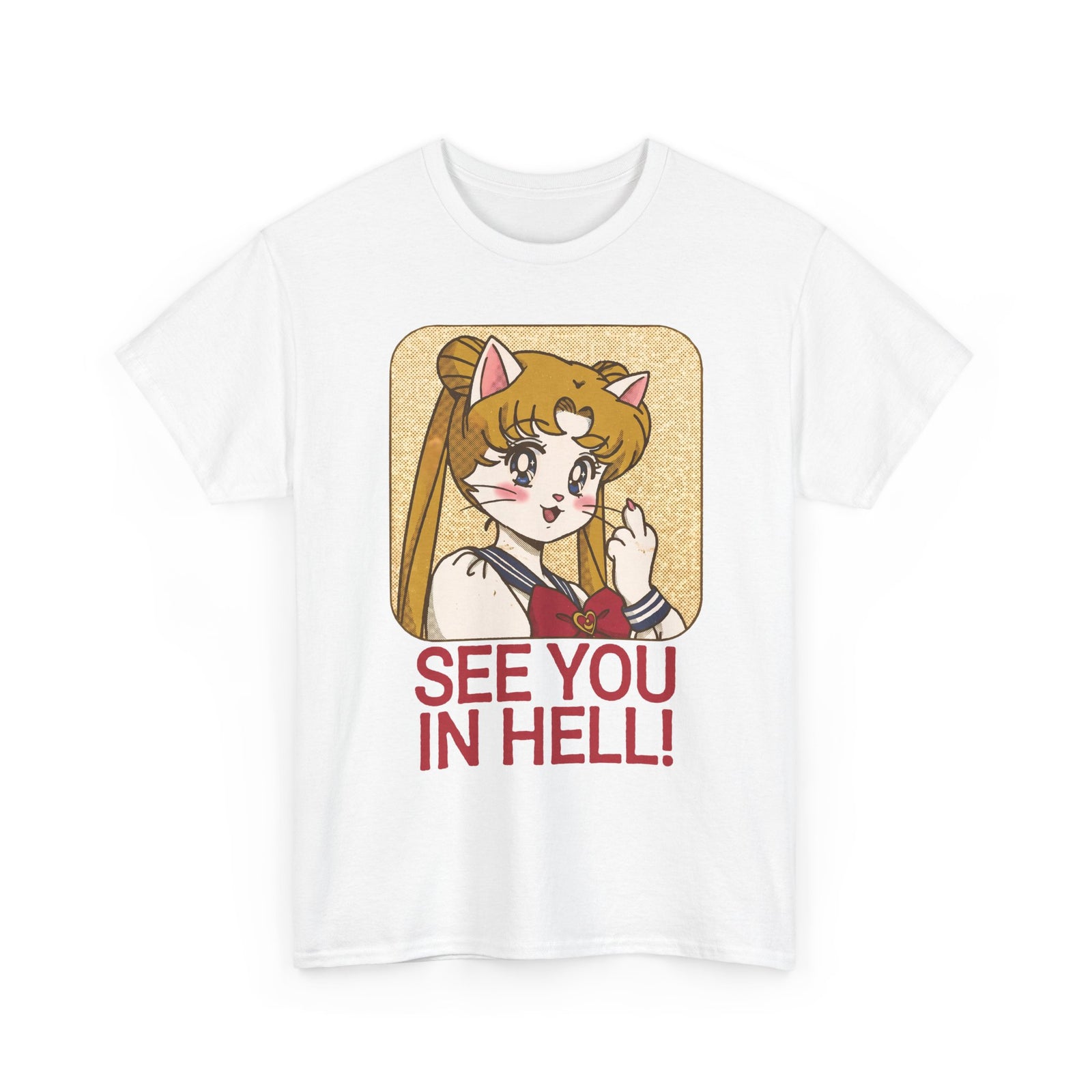 See You In Hell Anime Cat T-Shirt — Cute Magical Girl Parody Graphic