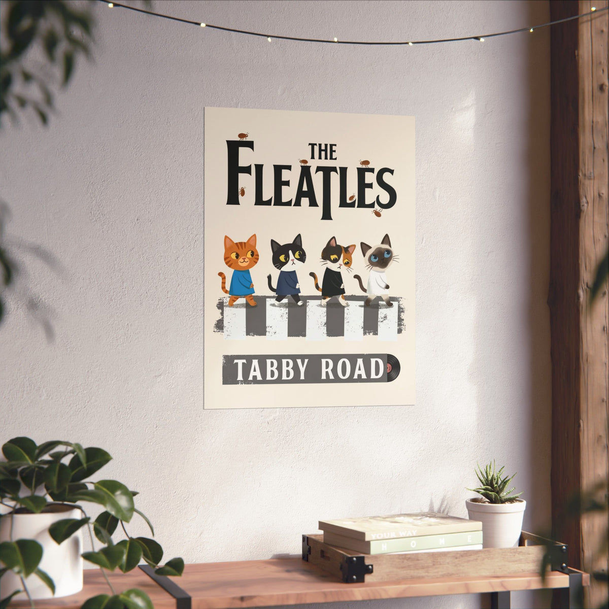 Fleatles Parody Cat Poster — Retro Beatles-Inspired Cat Band Poster