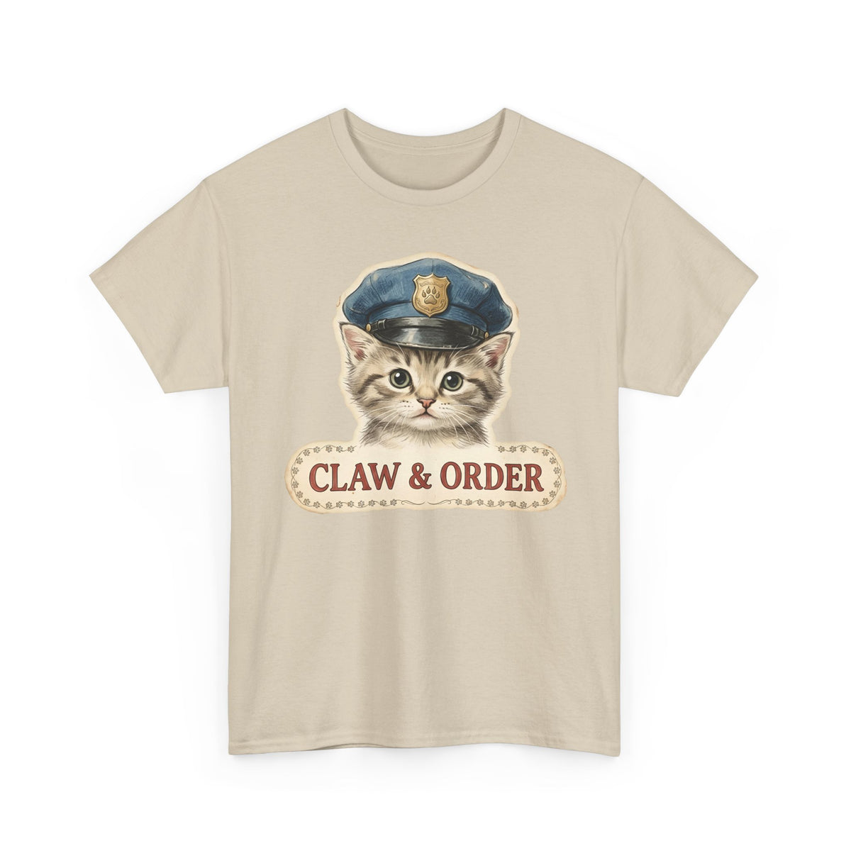 Claw and Order Cat T-Shirt — Funny Cat Crime Pun Tee