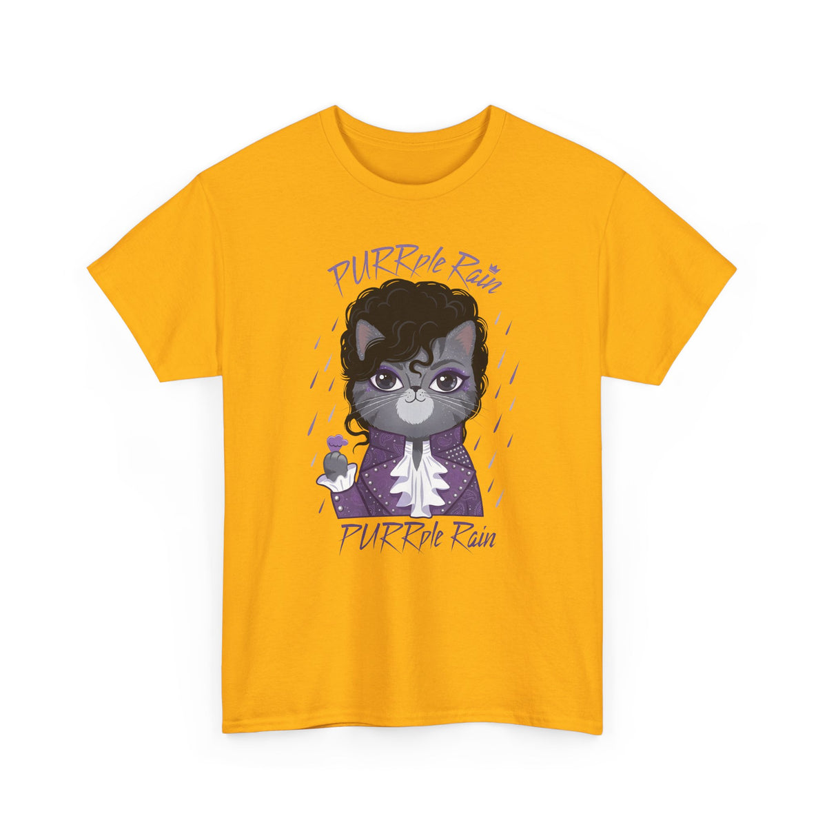 Purrple Rain Cat Parody T-Shirt — Cute Cat 'Purrple Rain' Graphic Tee