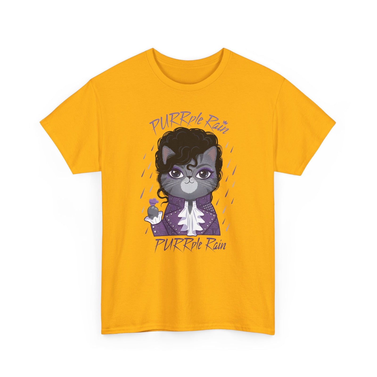 Purrple Rain Cat Parody T-Shirt — Cute Cat 'Purrple Rain' Graphic Tee
