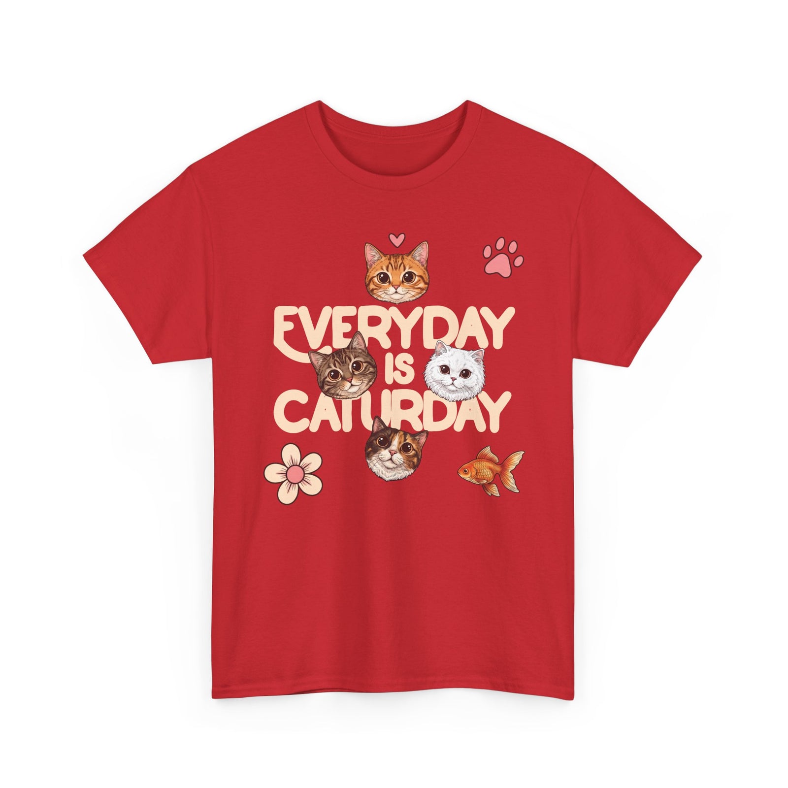 Everyday Is Caturday T-Shirt — Cute Whimsical Four Cats Graphic Tee