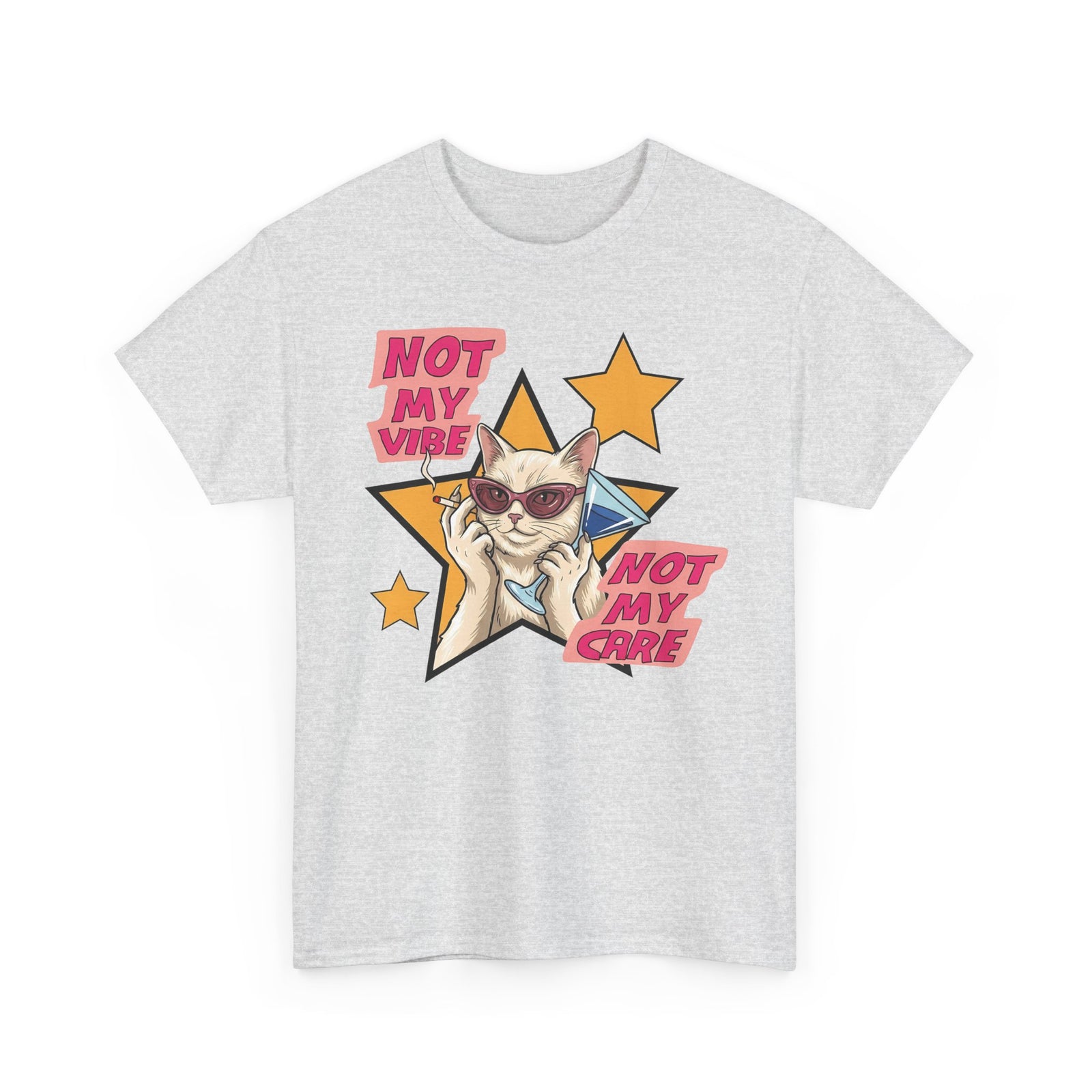 Not My Care Retro Cat T-Shirt — Unbothered Pop Art Feline Tee