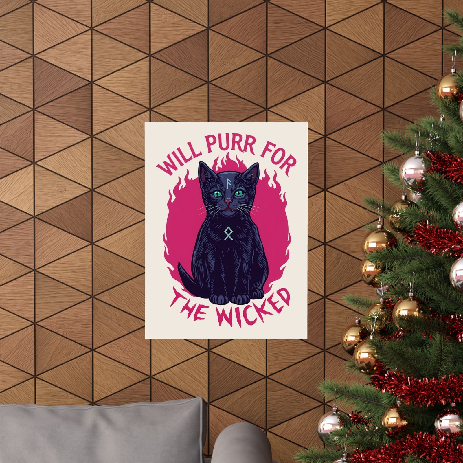 Will Purr For the Wicked Black Cat Poster