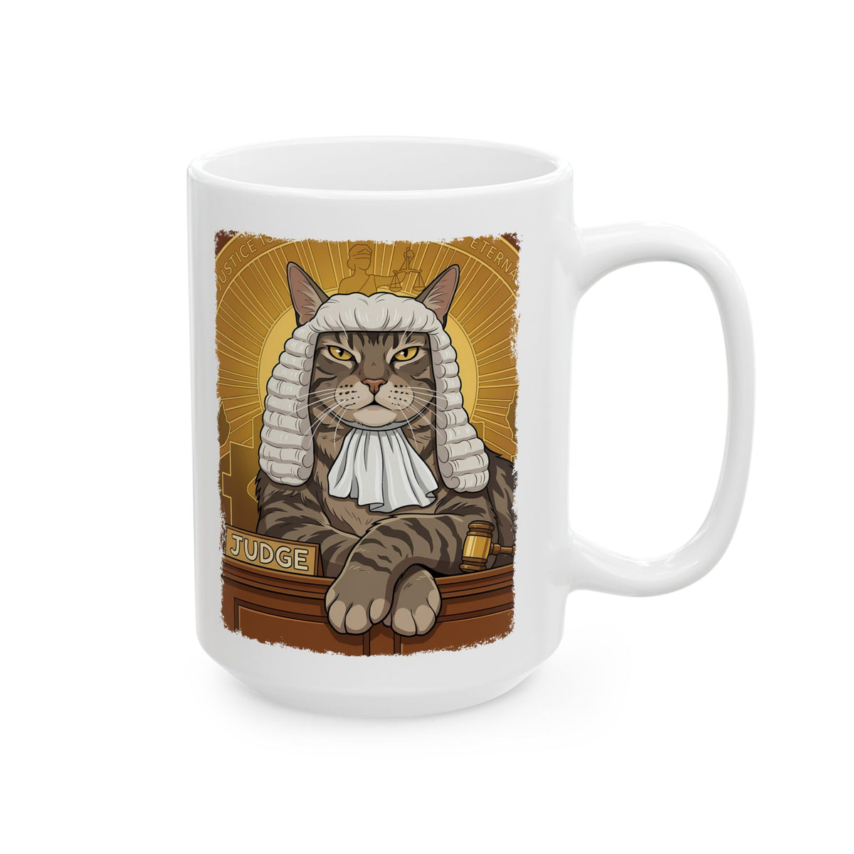 Cat Judge Ceramic Mug  Funny Cat Lawyer / Judge Graphic Mug