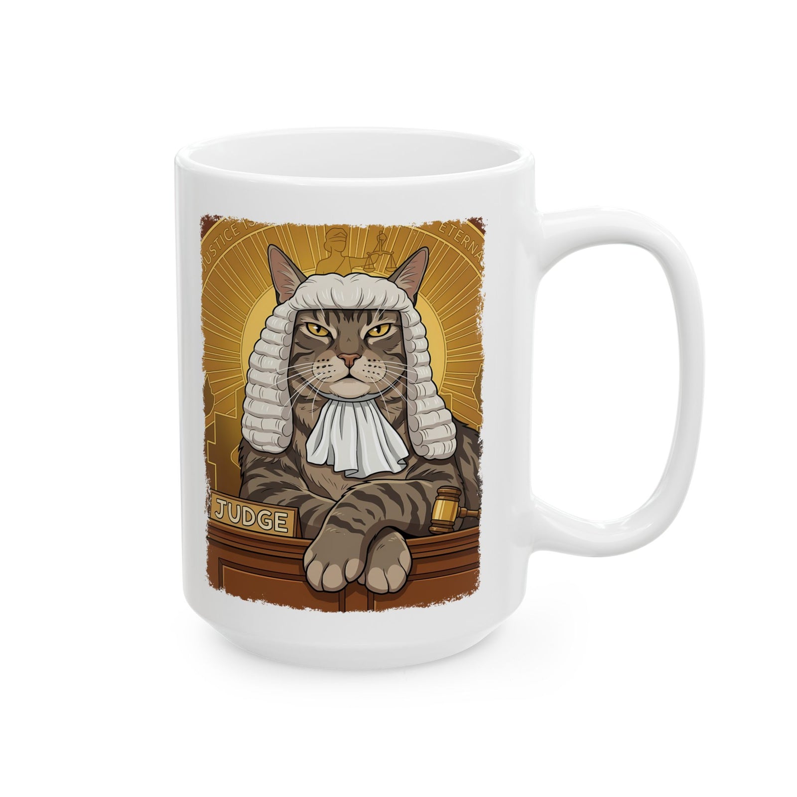 Cat Judge Ceramic Mug  Funny Cat Lawyer / Judge Graphic Mug