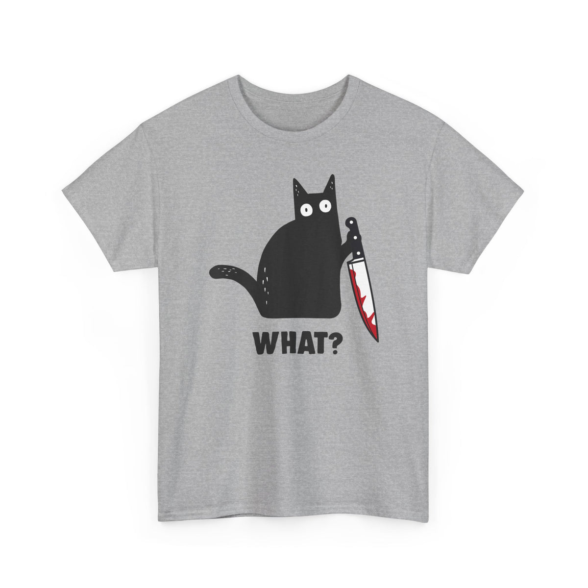 "WHAT?" Cat Funny Horror T‑Shirt