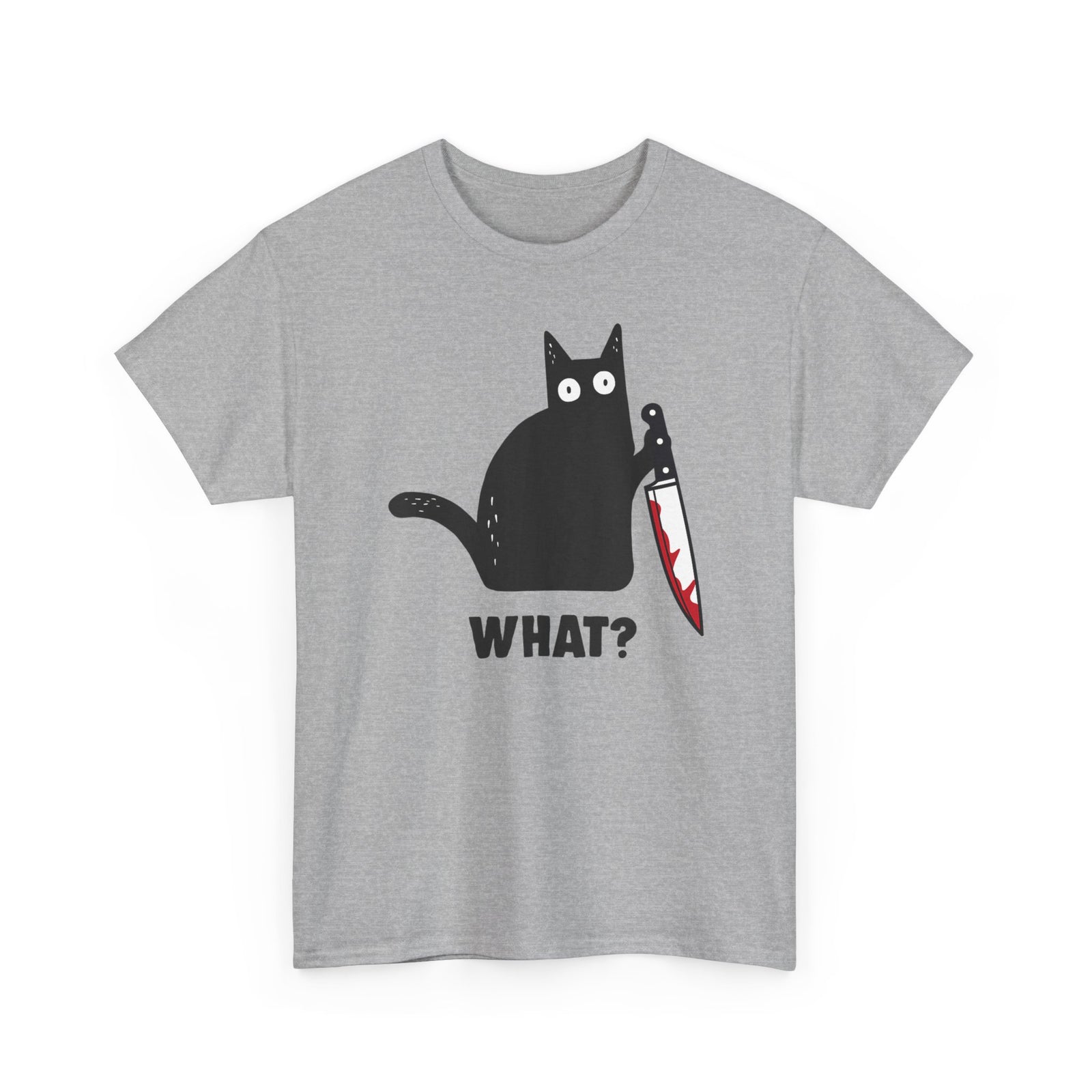 "WHAT?" Cat Funny Horror T‑Shirt