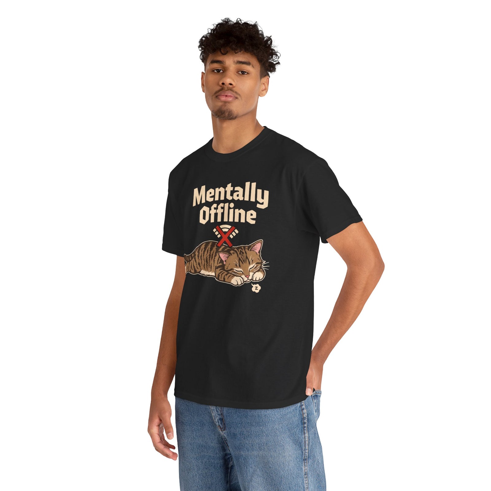 Lazy Cat 'Mentally Offline' T-Shirt