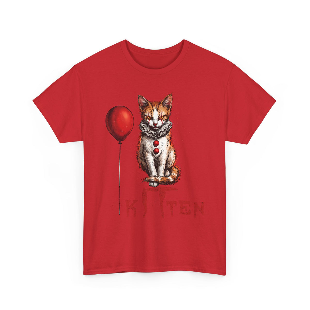 KITTEN Horror Clown T-Shirt — Spooky Orange Tabby Clown Cosplay Apparel