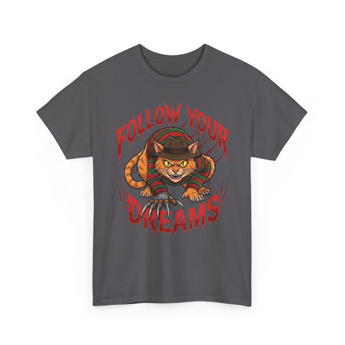 Follow Your Dreams Freddy Cat Horror Graphic Tee