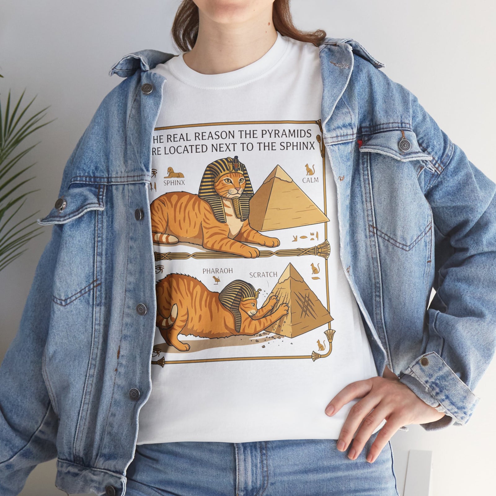 Funny Cat Pyramids Sphinx T-Shirt Ancient Egypt Scratching Design