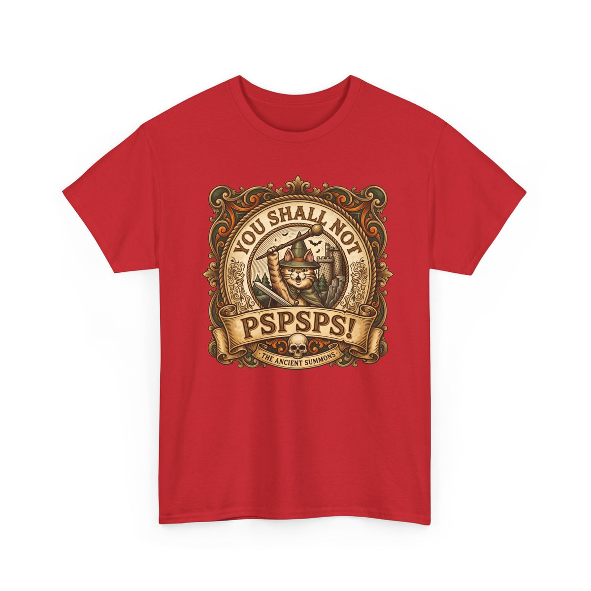 You Shall Not Pspsps Ancient Summons Cat Shirt — Fantasy Wizard T-Shirt