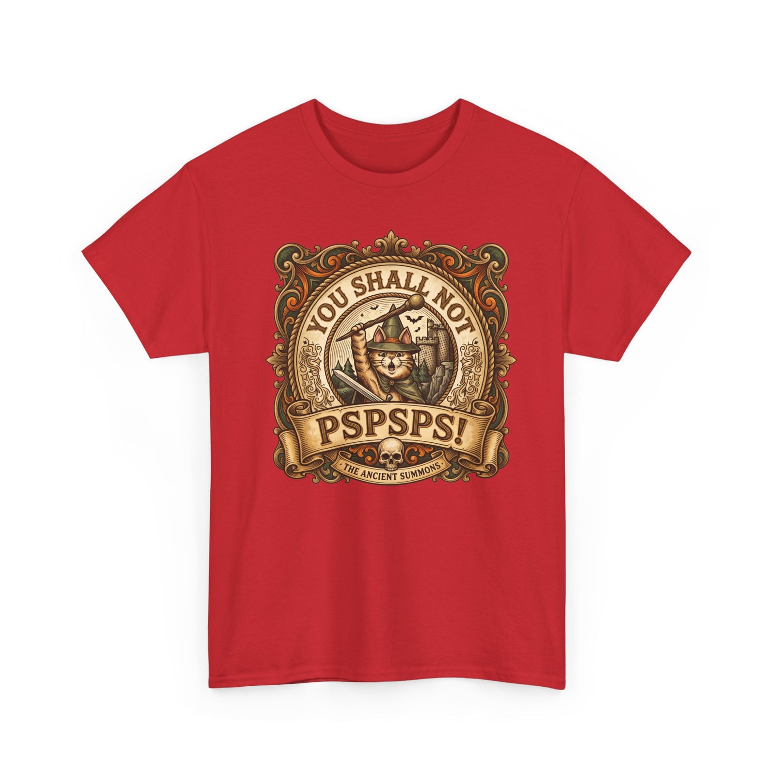 You Shall Not Pspsps Ancient Summons Cat Shirt — Fantasy Wizard T-Shirt