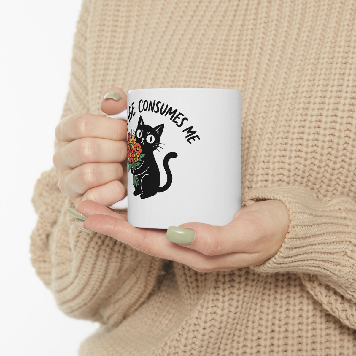 Rage Consumes Me Cat Ceramic Mug