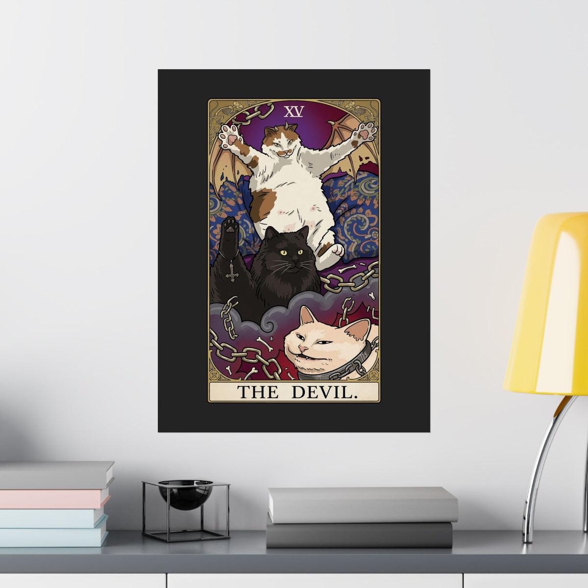 The Devil Cats Tarot Poster — Mystical Cat Tarot Illustration