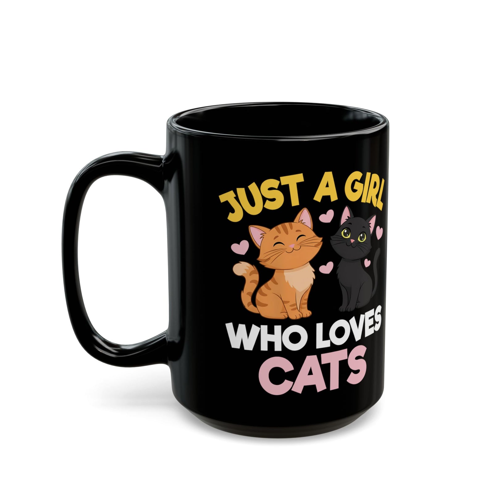 Just a Girl Who Loves Cats Black Mug — Cute Cat Lover Mug