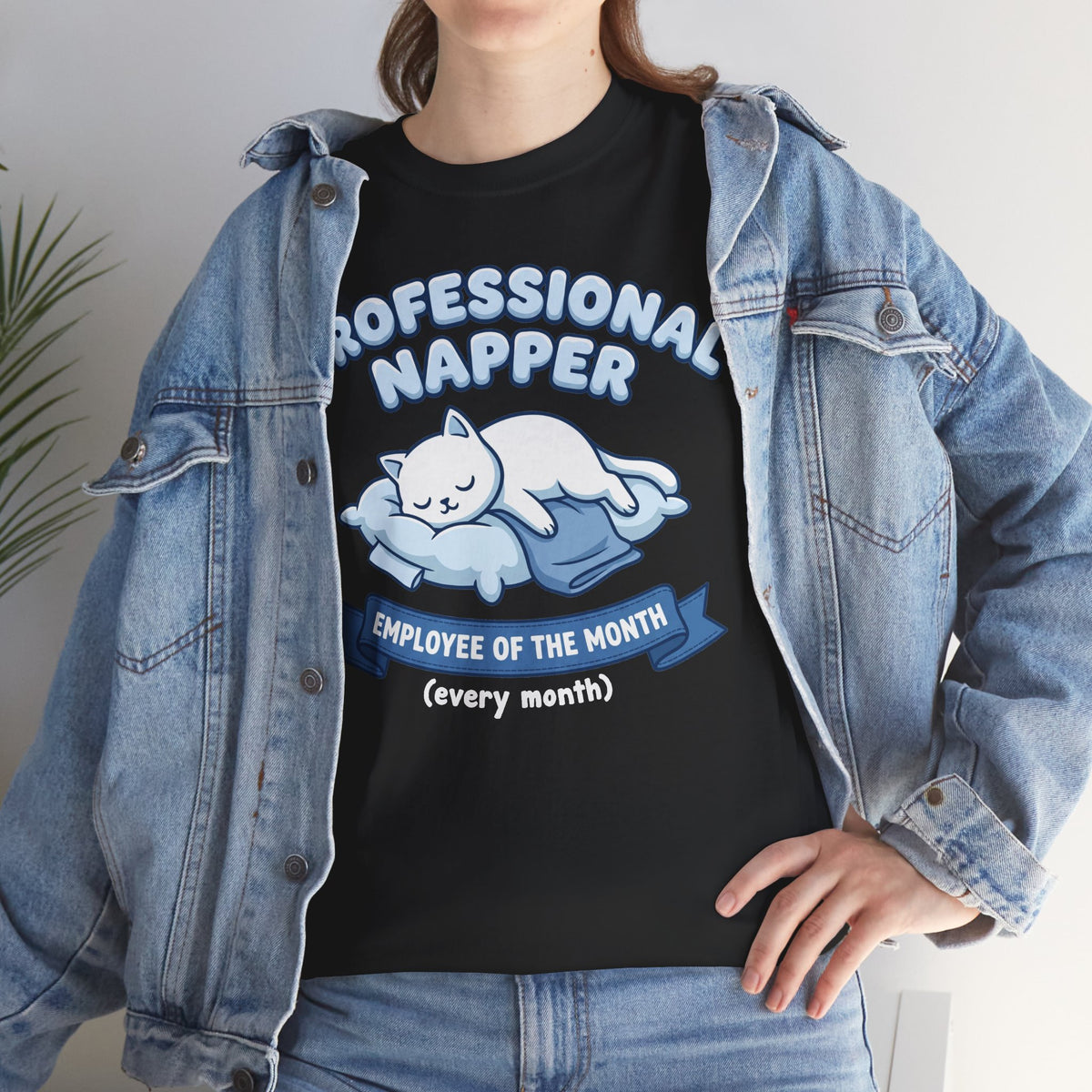 Professional Napper T‑Shirt — "Employee of the Month (Every Month)" Cat Tee