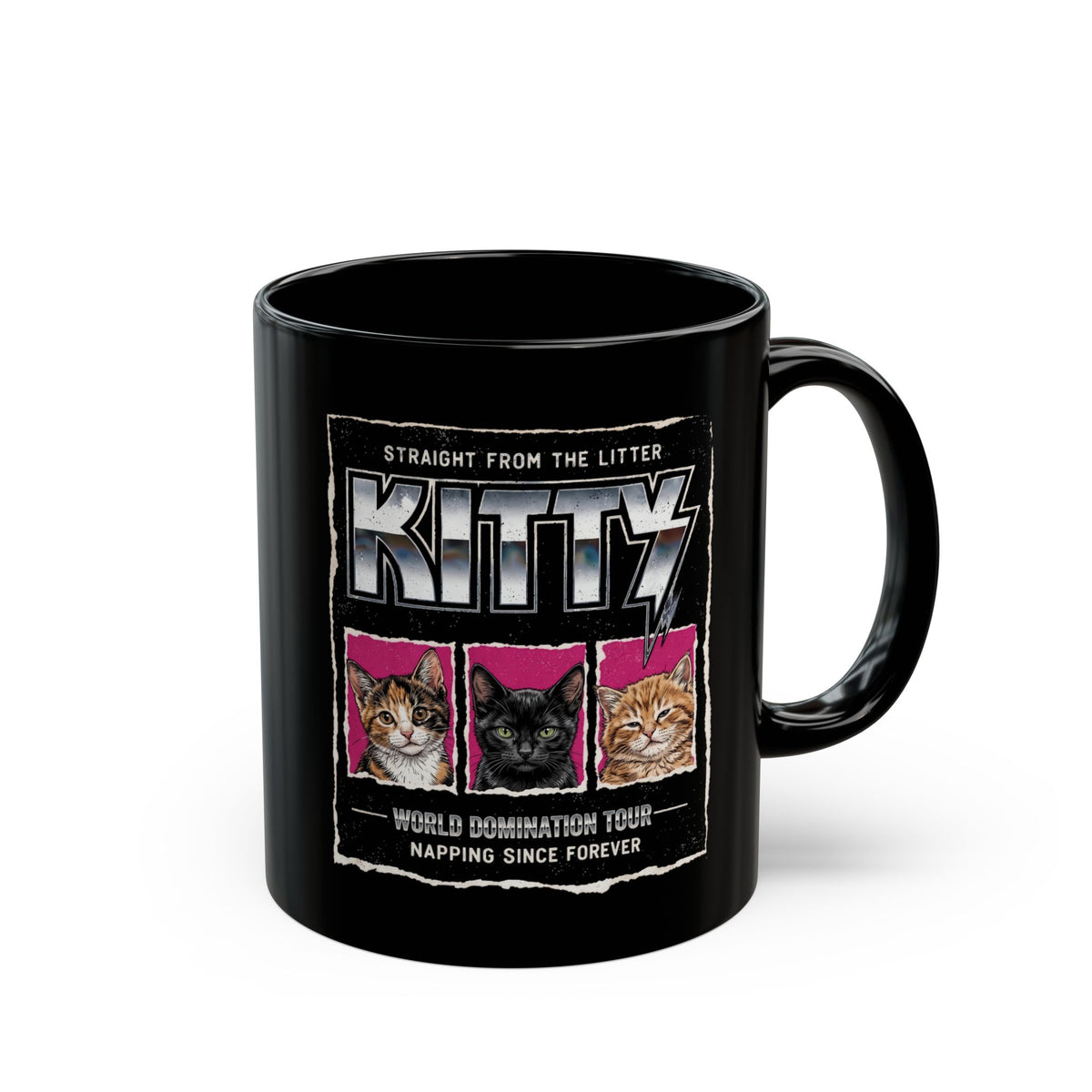 Straight From the Litter Kitty Black Mug Funny Cat Lover Mug