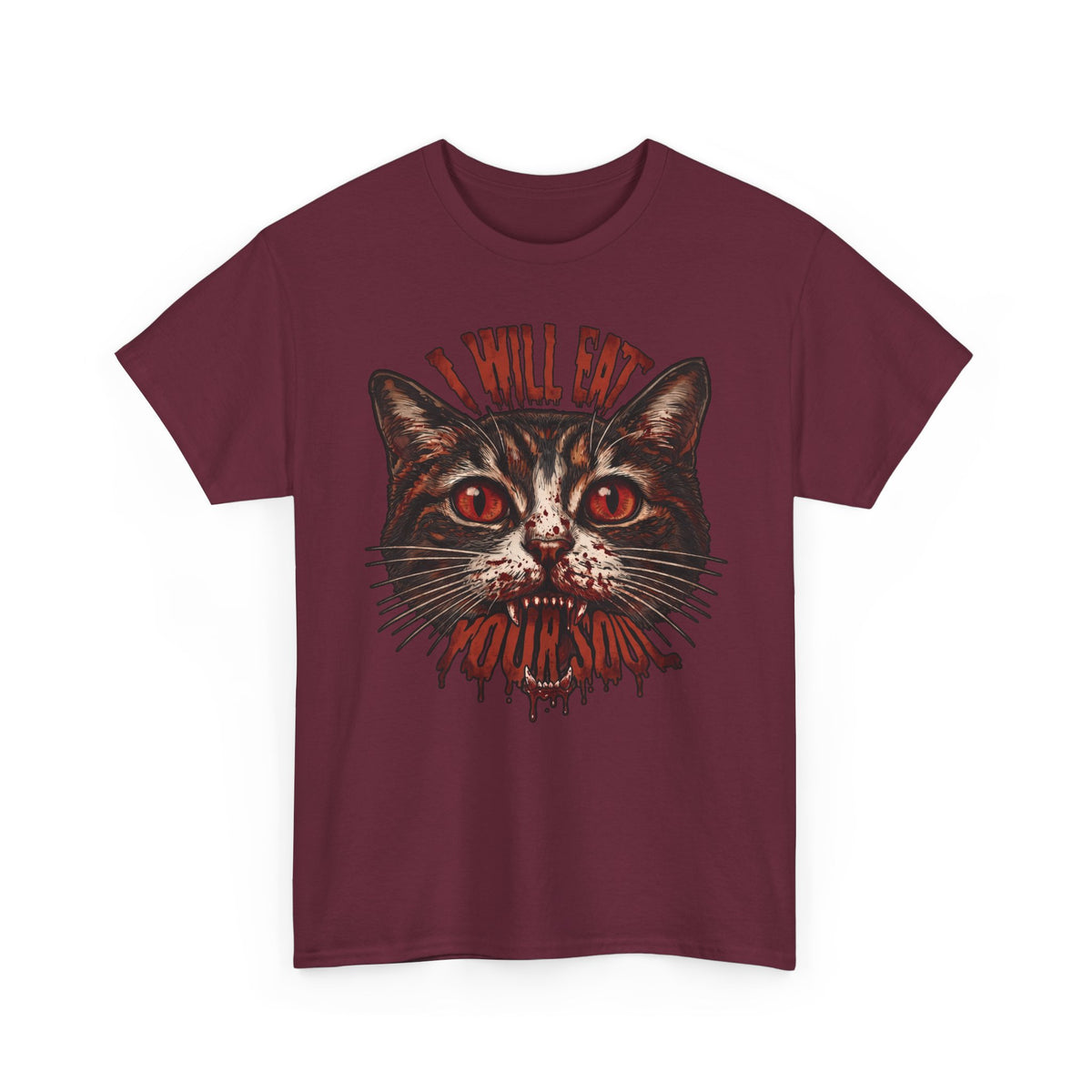I Will Eat Your Soul T-Shirt — Horror Demon Cat Graphic Tee