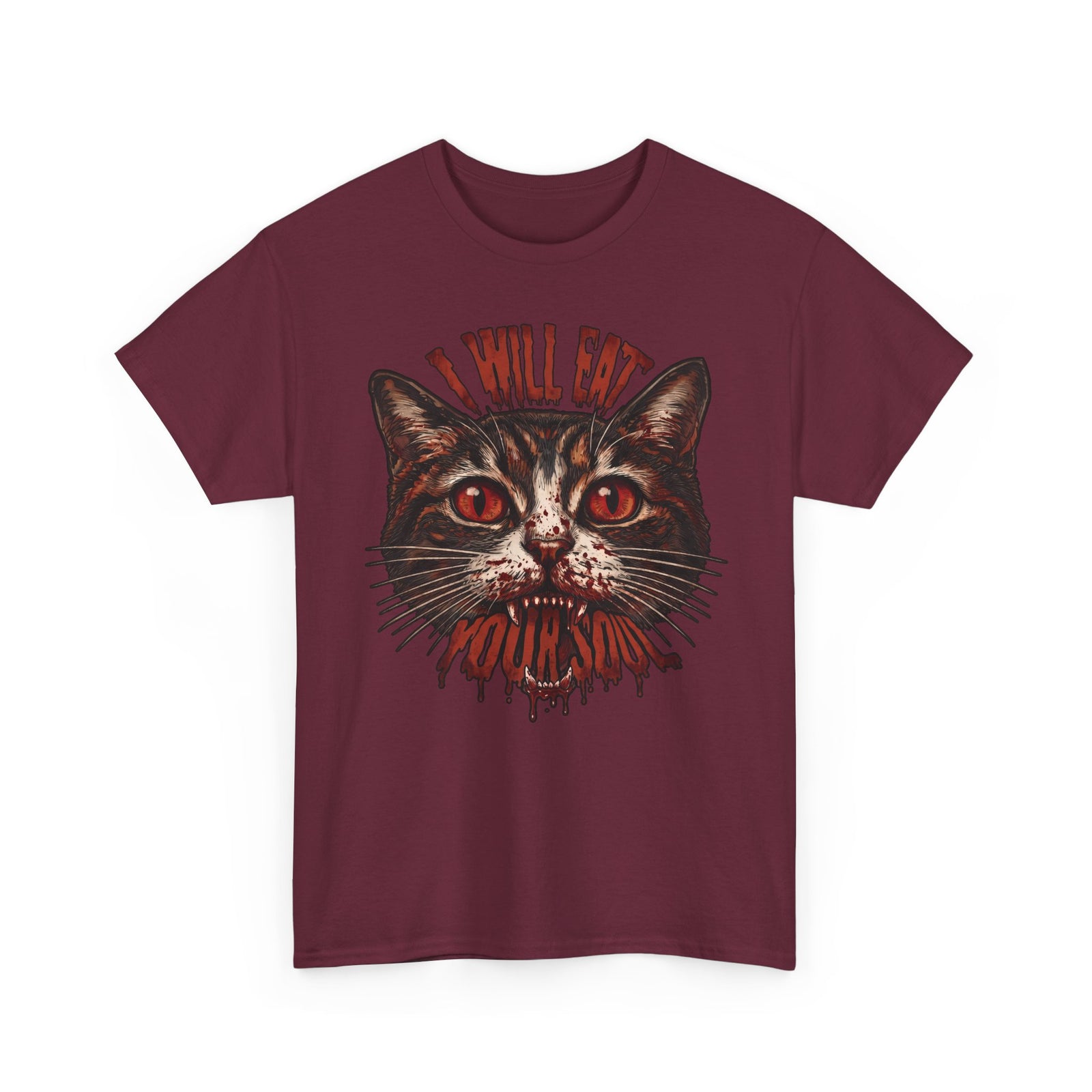 I Will Eat Your Soul T-Shirt — Horror Demon Cat Graphic Tee