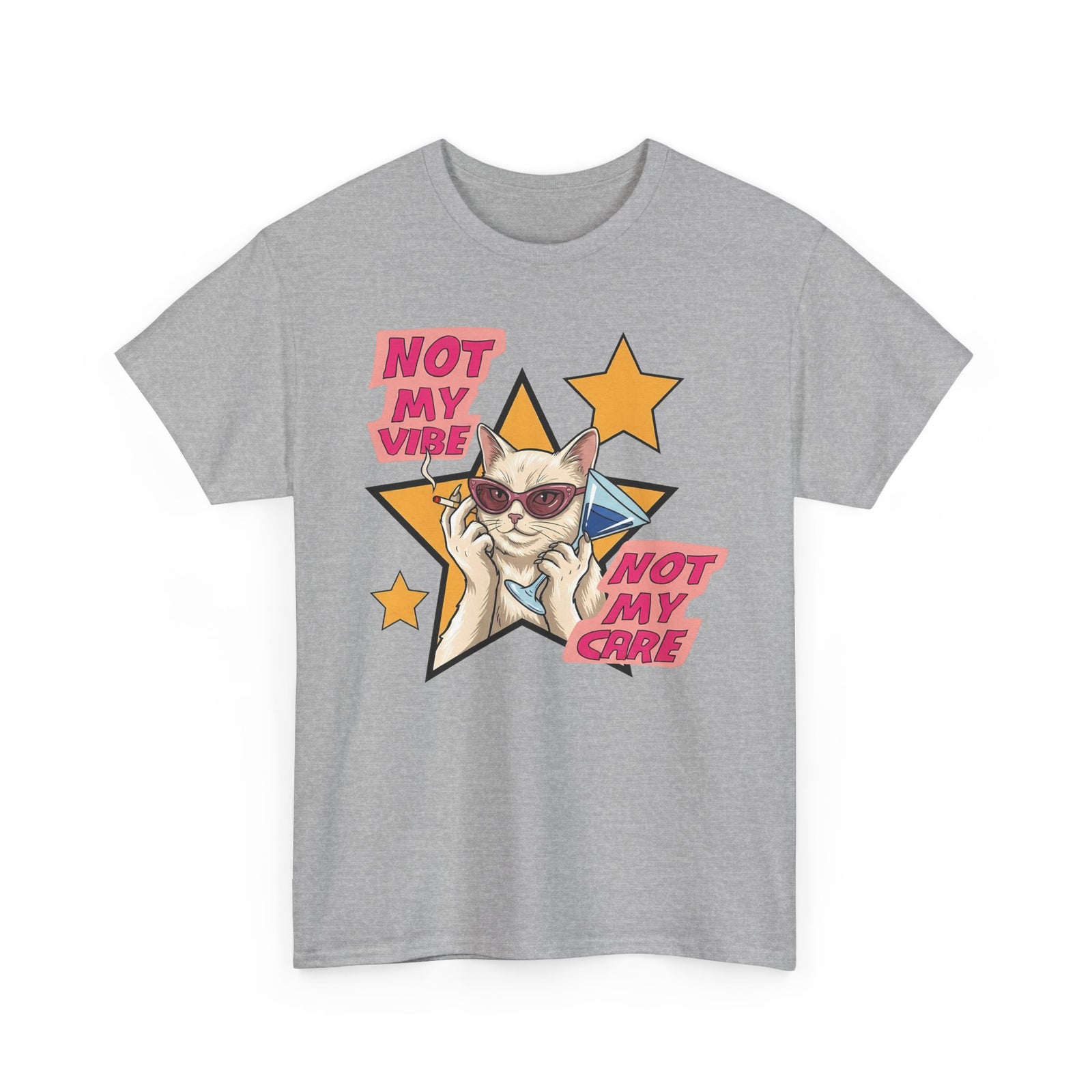 Not My Care Retro Cat T-Shirt — Unbothered Pop Art Feline Tee