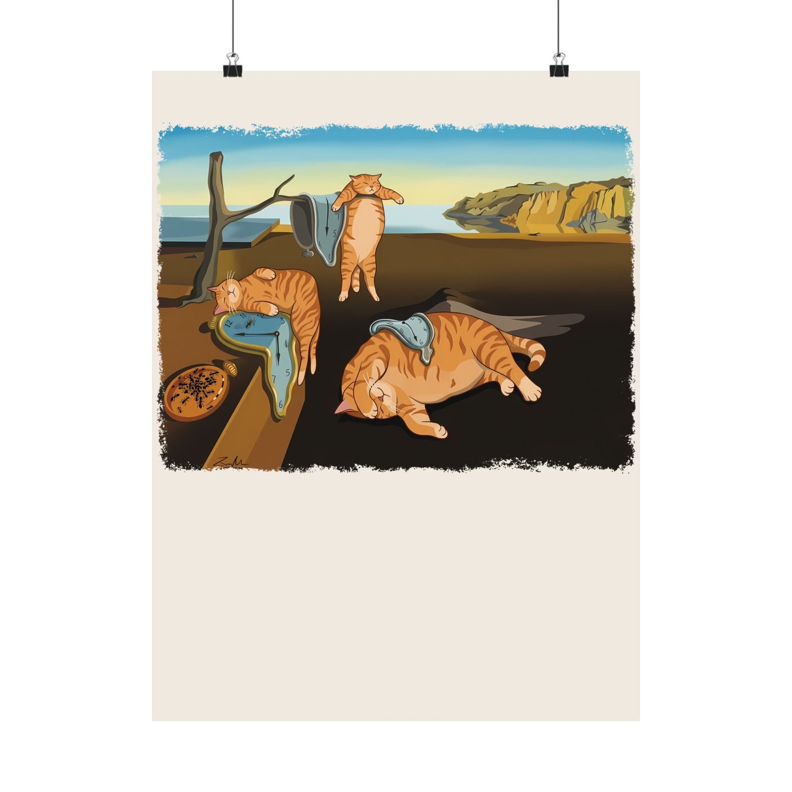 The Purrsistence of Memory Poster — Surreal Cat Art Poster