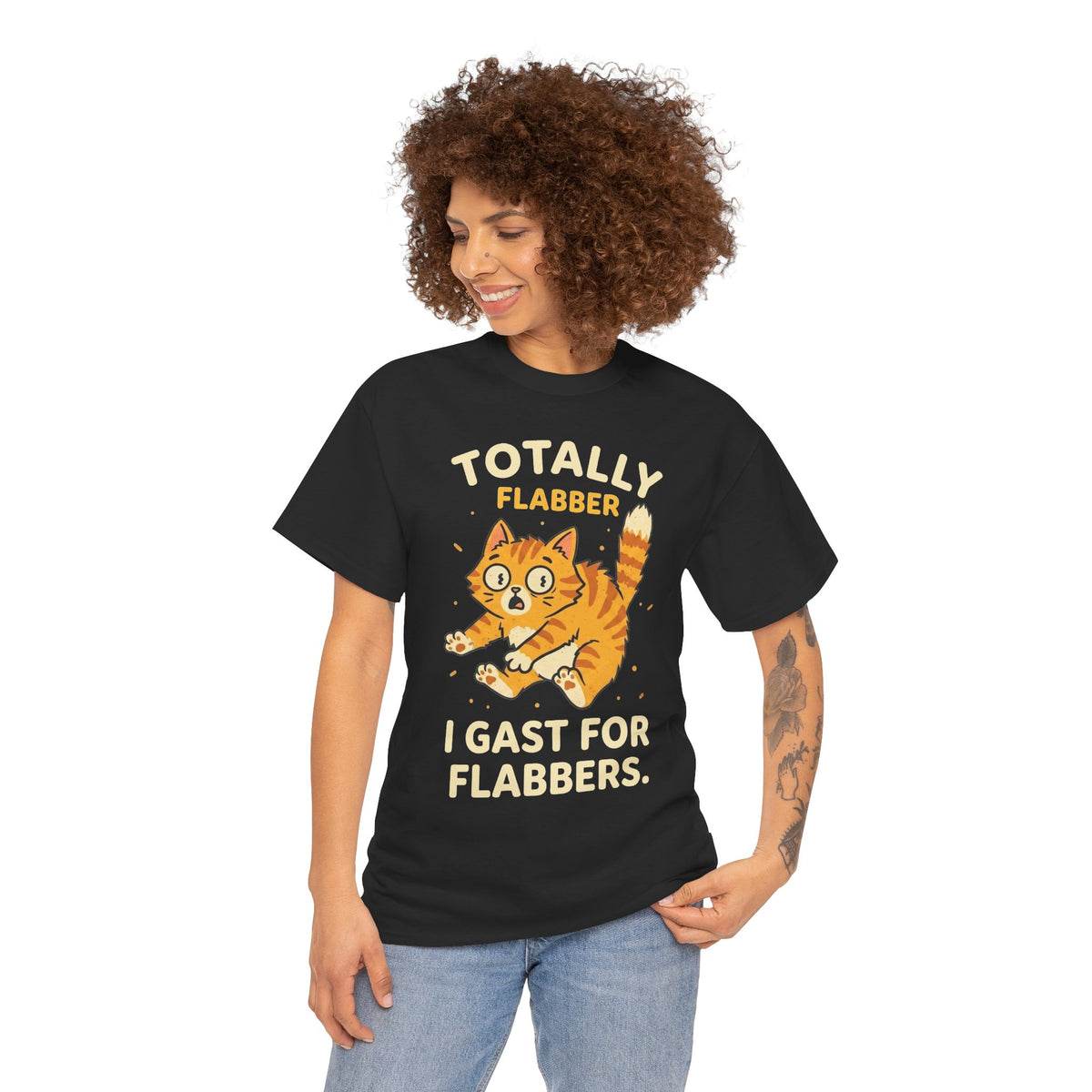 Totally Flabbergasted Cat T-Shirt — "Totally Flabber, I Gast For Flabbers" Cute Vintage Orange Kitty Tee