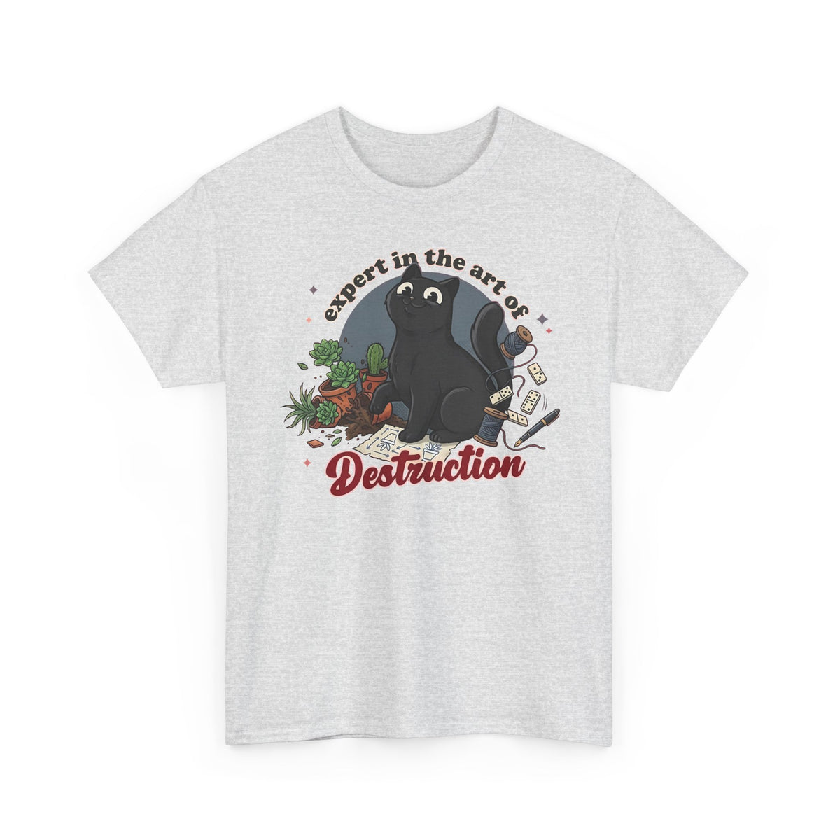 Cat Destruction T-Shirt — “Expert in the Art of Destruction” Cute Cat Plant Shirt