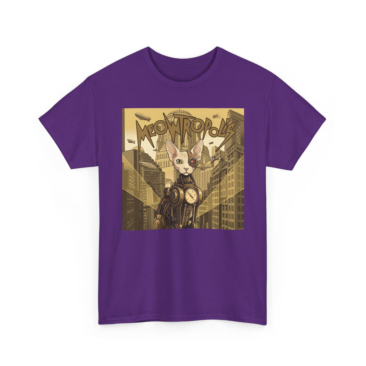Meowtropolis Sci‑Fi Cat T-Shirt — Futuristic Cat Graphic Tee