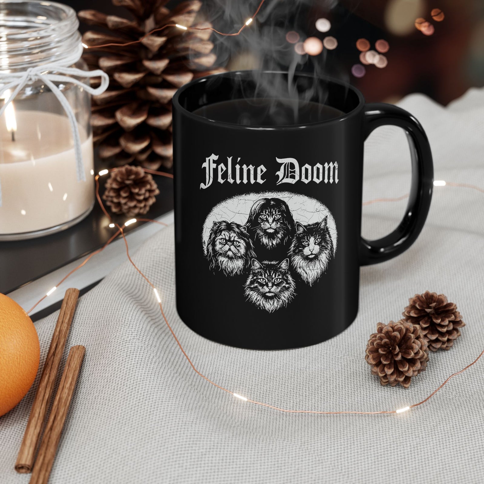Feline Doom Cat Sabbath Black Mug