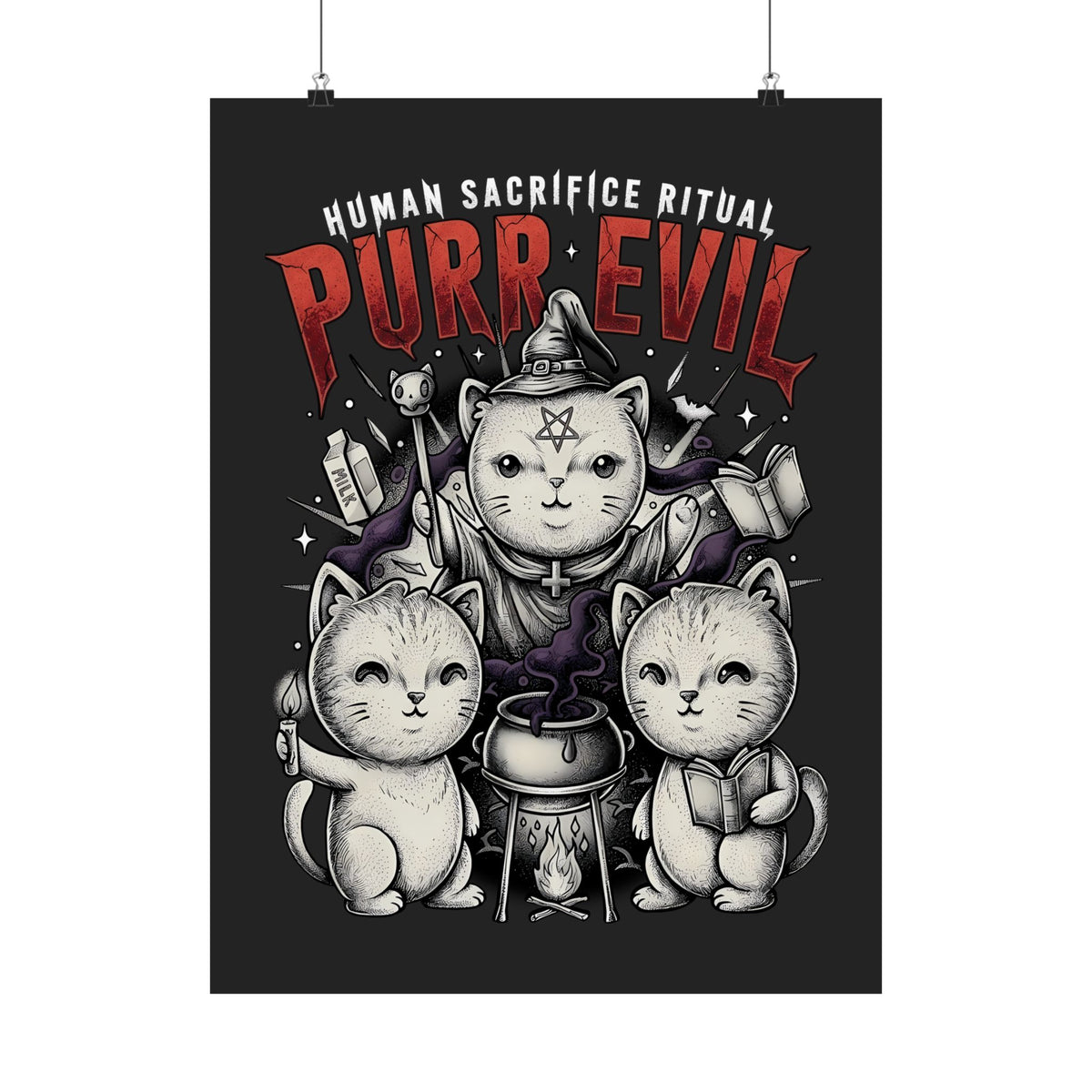 Purr Evil Witch Cats Poster — Spooky Alternative Magic Wall Art