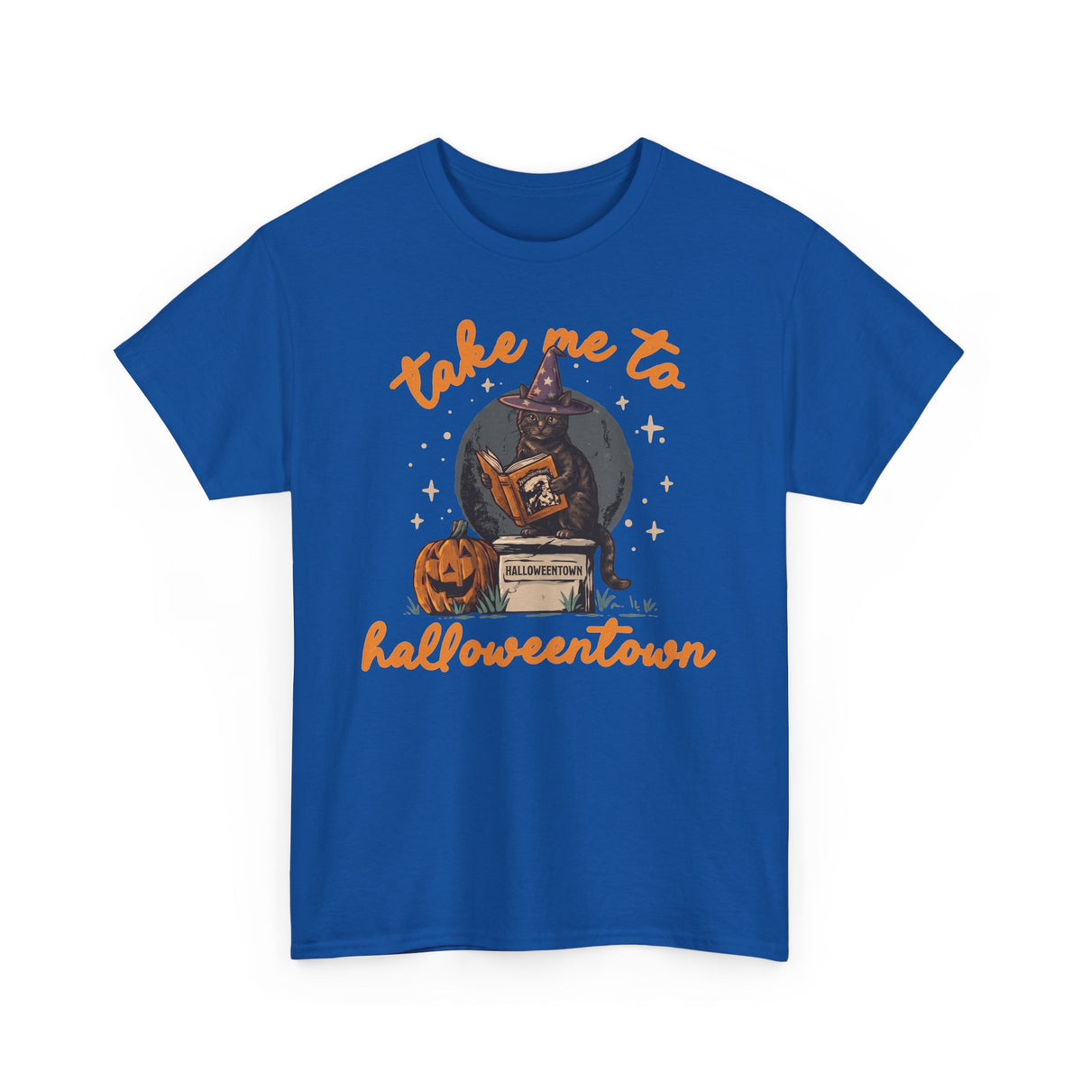 Take Me To Halloweentown Black Cat T-Shirt — Witchy Spellbook Kitten Tee