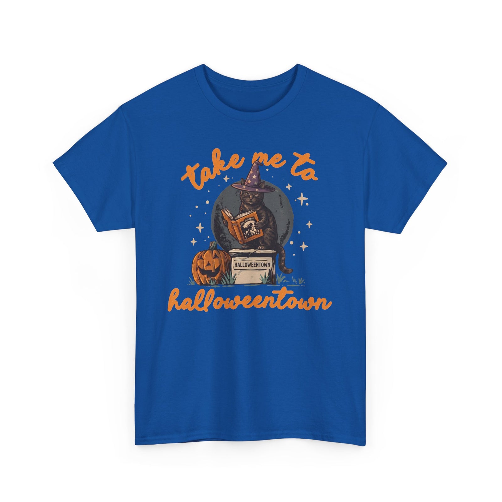 Take Me To Halloweentown Black Cat T-Shirt — Witchy Spellbook Kitten Tee
