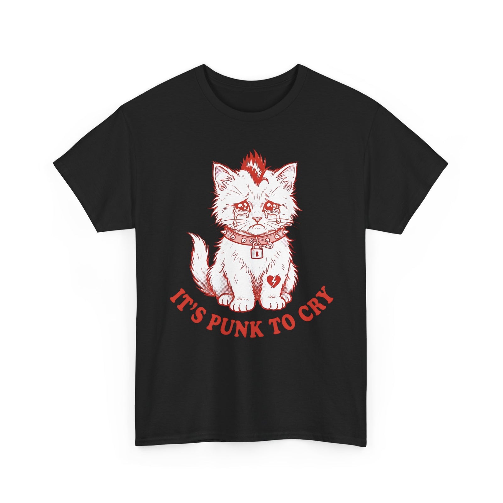 It's Punk To Cry Cat Tee — Cute Punk Cat Graphic T-Shirt