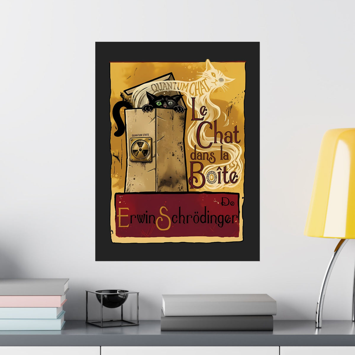 Le Chat dans la Boite Cat Poster — Cute French Cat Graphic Poster