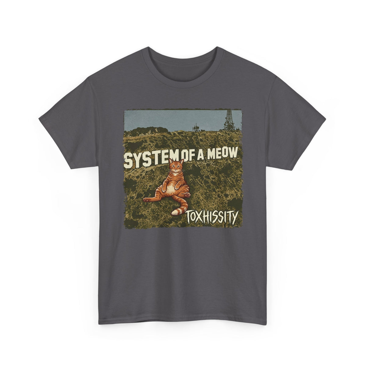System of a Meow Cat Band Tee — "Toxhissity" Vintage Rock T-Shirt